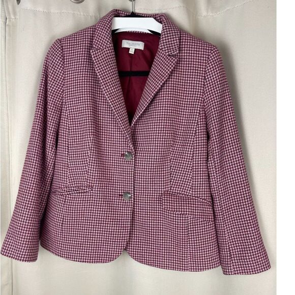 Talbots Petite Pink Houndstooth Blazer - Size 12P - Picture 1 of 6
